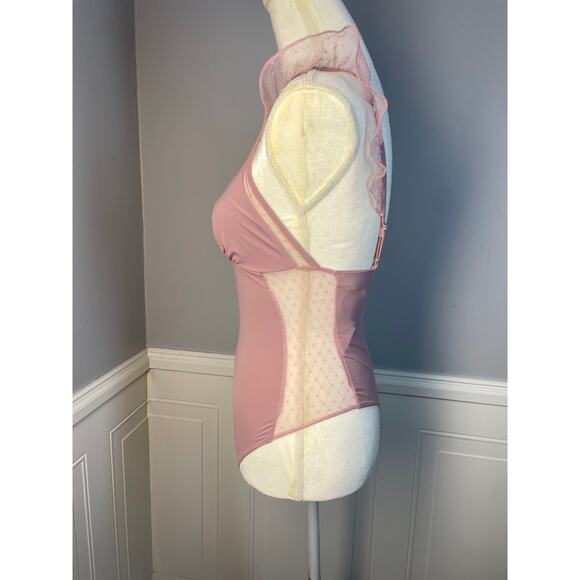 New, Le Lis Collection, Size Small, Pink Purple Mesh Flutter Sleeve Bodysuit - Picture 2 of 9